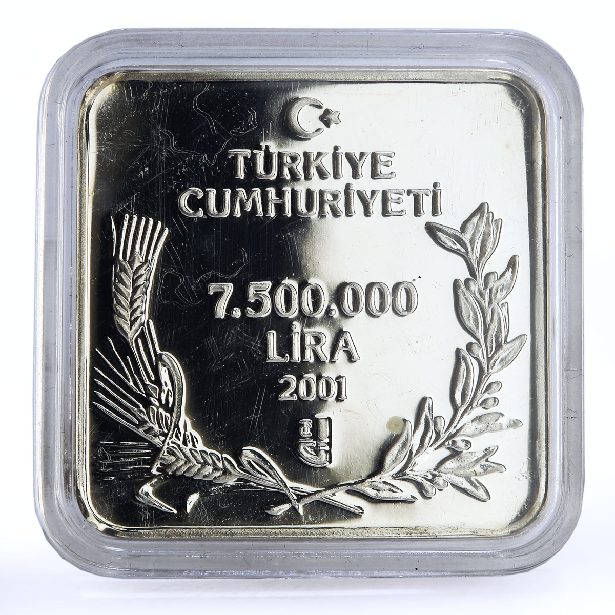 Turkey 7500000 lira Endangered Wildlife Scops Owl Bird Fauna silver coin 2001