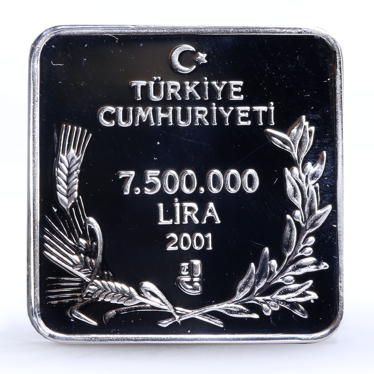 Turkey 7500000 lira Endangered Wildlife Cormorant Bird Fauna silver coin 2001
