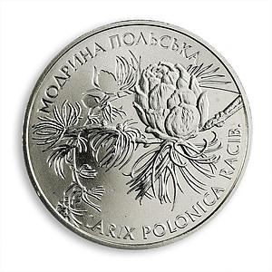 Ukraine 2 hryvnia Polish Larch (Larix Polonica) flora conifer nickel coin 2001