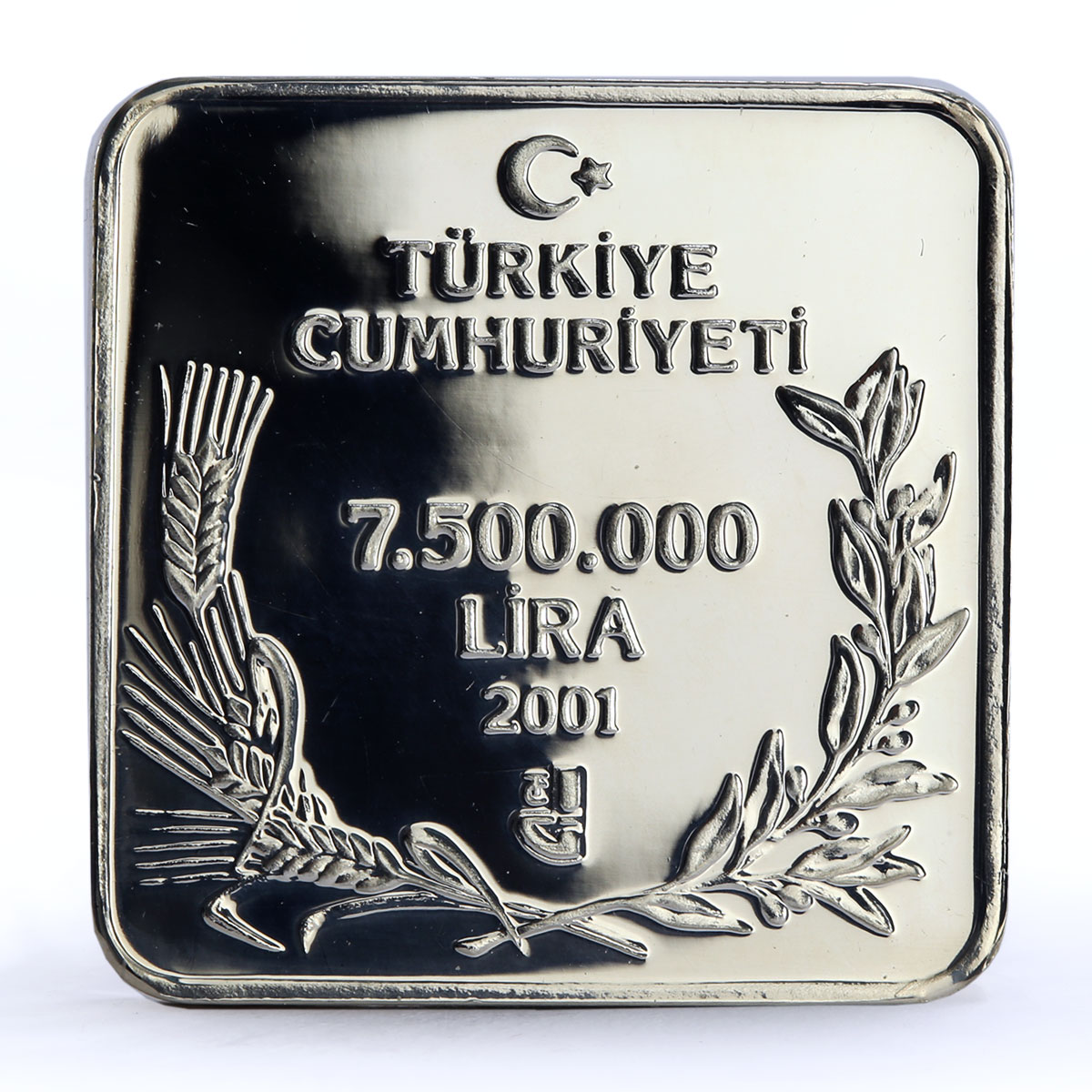 Turkey 7500000 lira Endangered Wildlife Swamphen Bird Fauna silver coin 2001