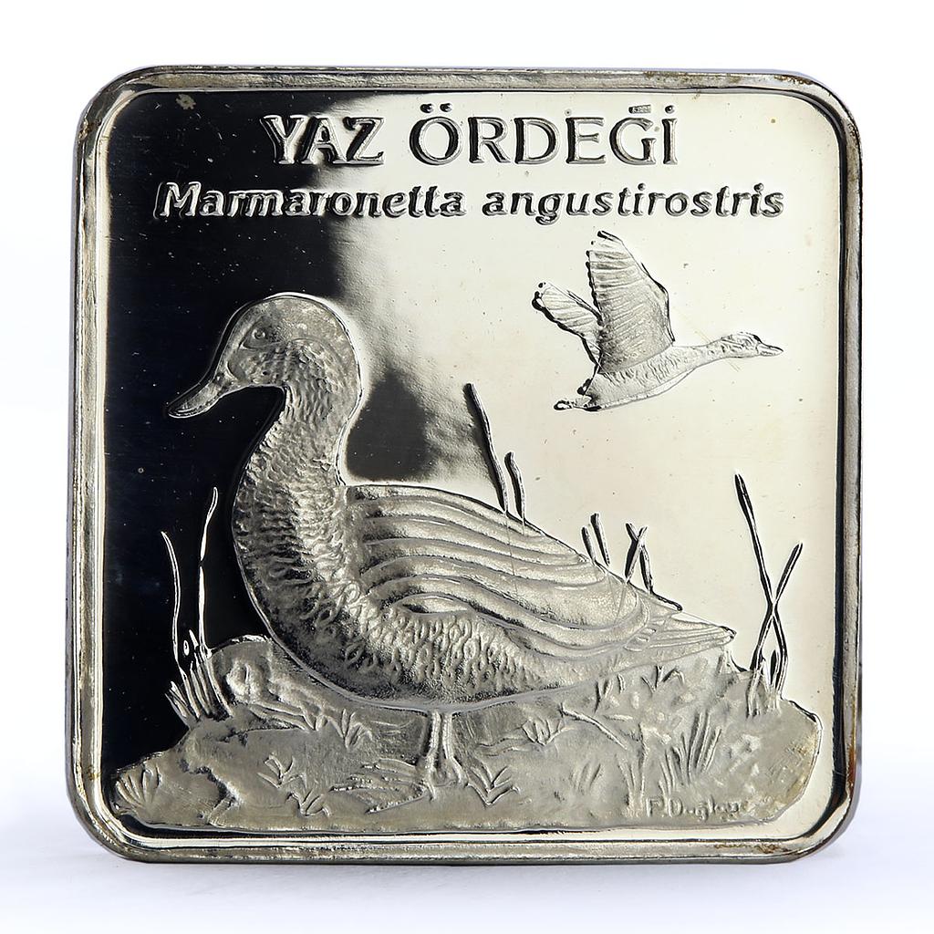 Turkey 7500000 lira Endangered Wildlife Marbled Duck Bird Fauna silver coin 2001