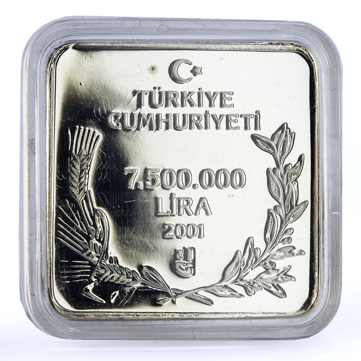 Turkey 7500000 lira Endangered Wildlife Marbled Duck Bird Fauna silver coin 2001