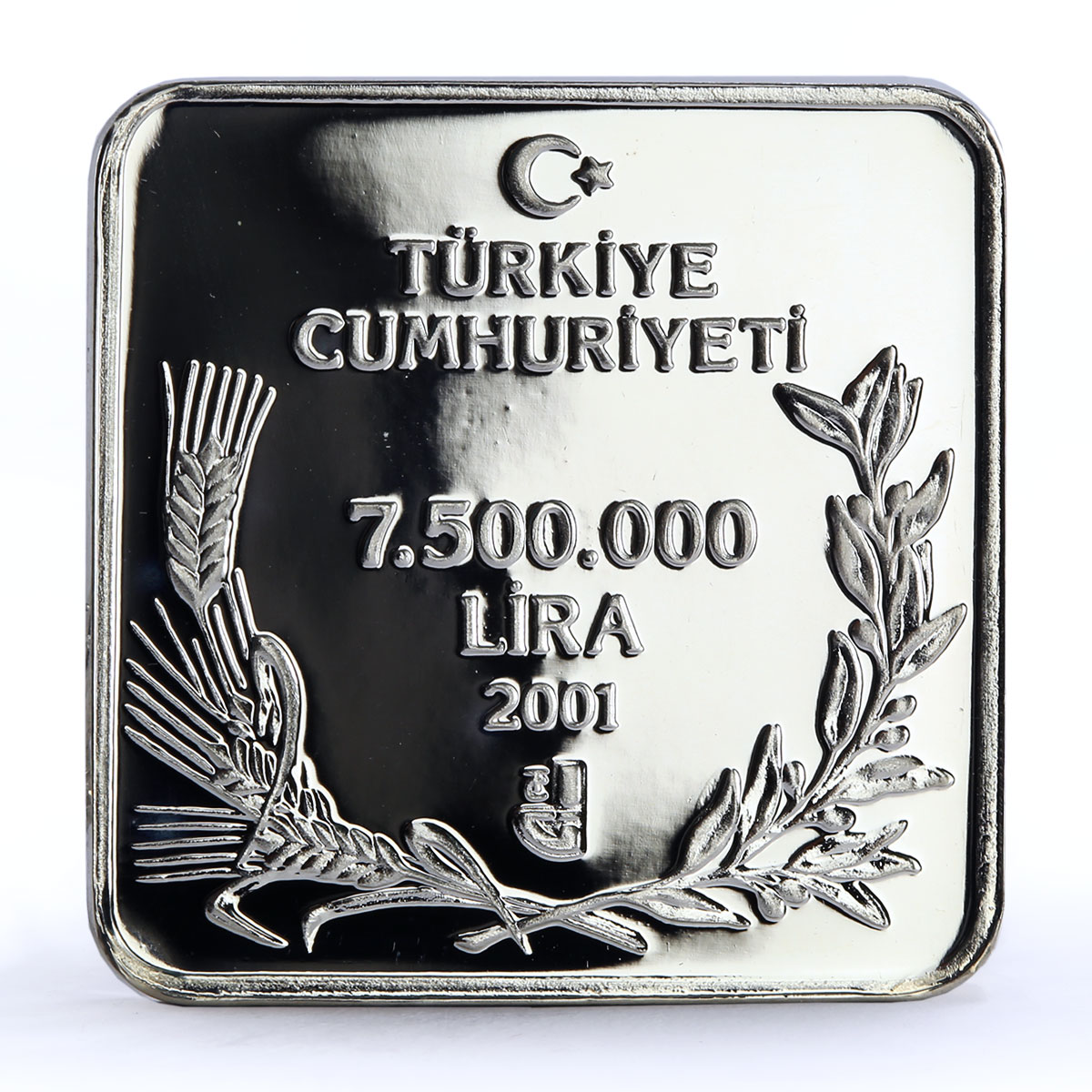 Turkey 7500000 lira Endangered Wildlife Francolin Bird Fauna silver coin 2001