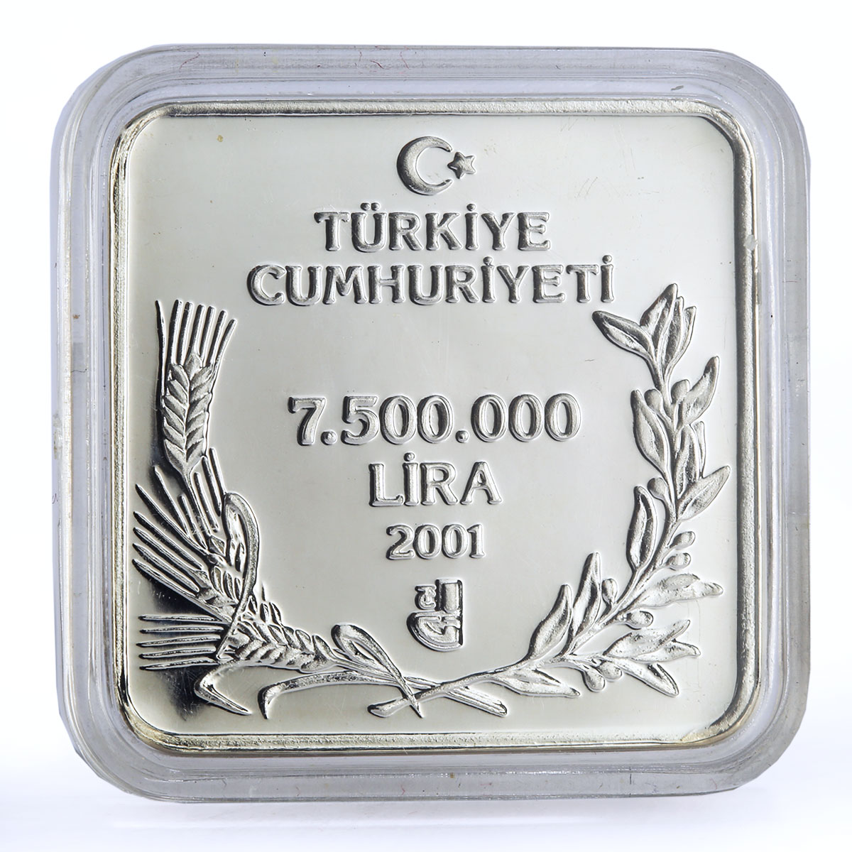Turkey 7500000 lira Endangered Wildlife Francolin Bird Fauna silver coin 2001