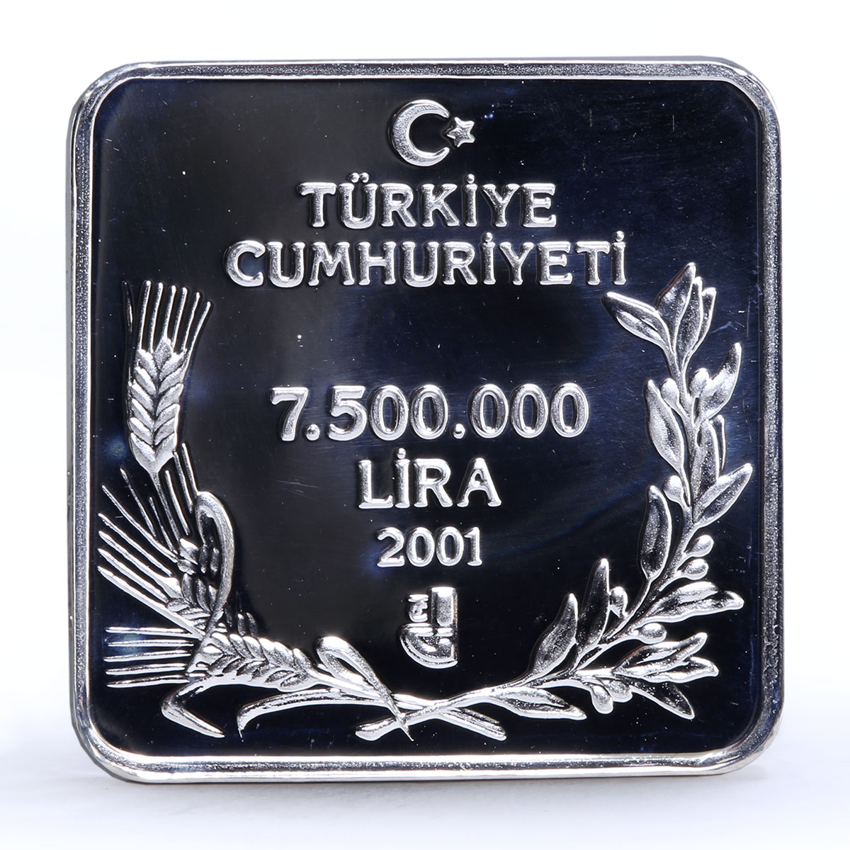 Turkey 7500000 lira Endangered Wildlife Francolin Bird Fauna silver coin 2001