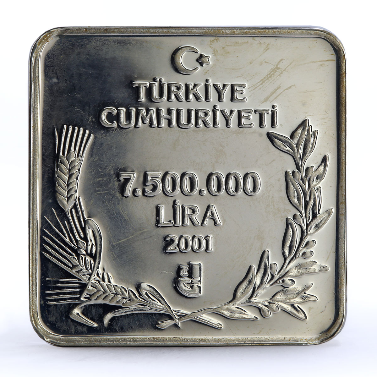 Turkey 7500000 lira Endangered Wildlife Starling Bird Fauna silver coin 2001