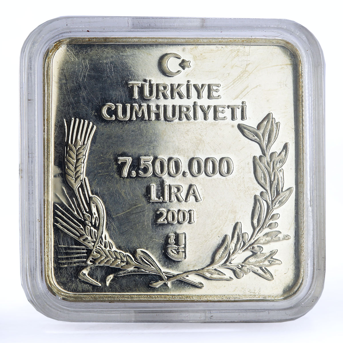 Turkey 7500000 lira Endangered Wildlife Starling Bird Fauna silver coin 2001