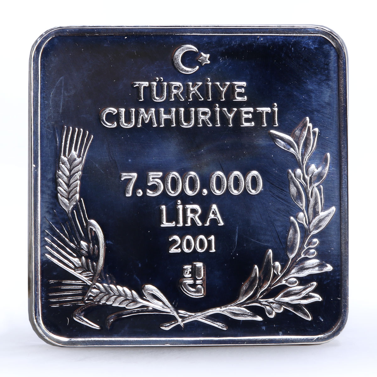 Turkey 7500000 lira Endangered Wildlife Bald Ibis Bird Fauna silver coin 2001