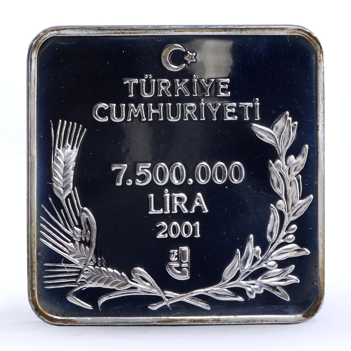 Turkey 7500000 lira Endangered Wildlife Griffon Bird Fauna silver coin 2001