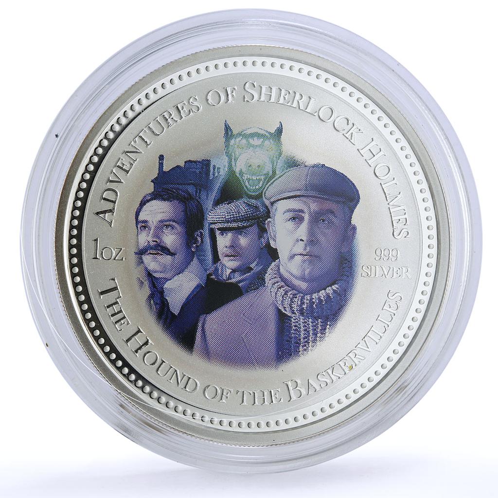 Cook Islands 2 dollars Sherlock Holmes Baskervilles Hound silver coin 2007