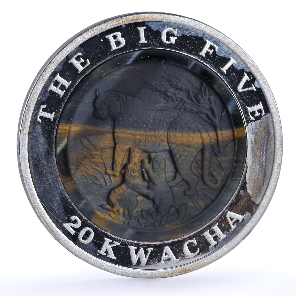 Malawi 20 kwacha Conservation Wildlife Big Five Tiger Fauna silver coin 2004