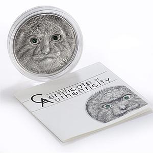 Mongolia 500 togrog Endangered Wildlife Steppe Manul Cat Fauna silver coin 2014