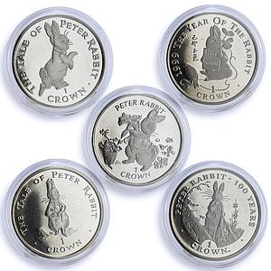 Gibraltar set of 5 coins Peter the Rabbit Tale Literature CuNi coins 1999