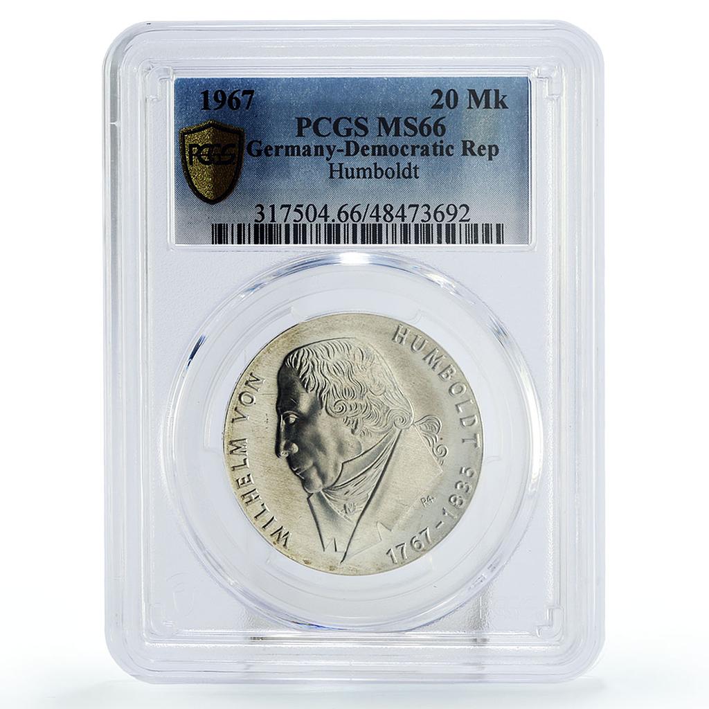 Germany DDR 20 mark Philosopher Wilhelm von Humboldt MS66 PCGS silver coin 1967