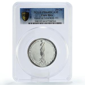 Costa Rica 20 colones Venus of Milo Statue Sculpture Art PR64 PCGS Ag coin 1970