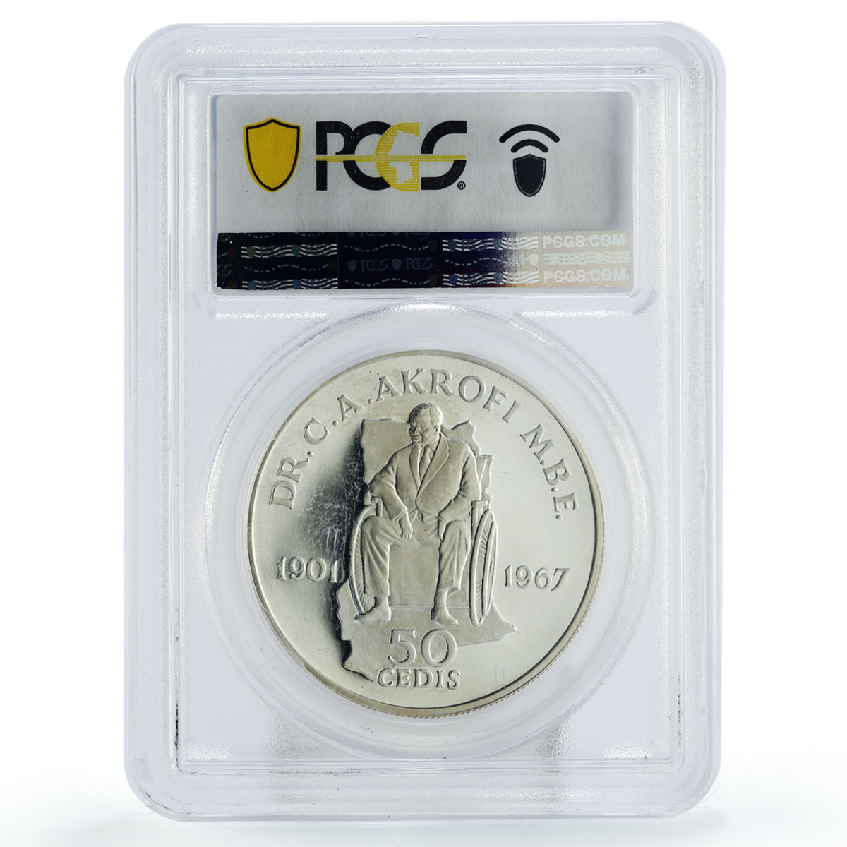 Ghana 50 cedis Year of Disabled Persons PR66 PCGS silver piedfort coin 1981