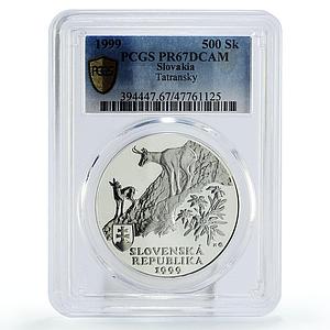 Slovakia 500 korun Tatras National Park Animals Fauna PR67 PCGS silver coin 1999