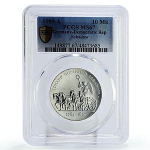 Germany DDR 10 mark Sculptor Johann Schadow Art MS67 PCGS silver coin 1989