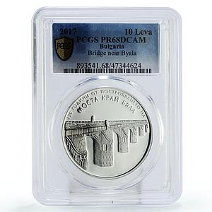 Bulgaria 10 leva Byala River Bridge Architecture PR68 PCGS silver coin 2017