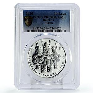 Bulgaria 10 leva Customs Traditions Kukeri Dancers PR69 PCGS silver coin 2020