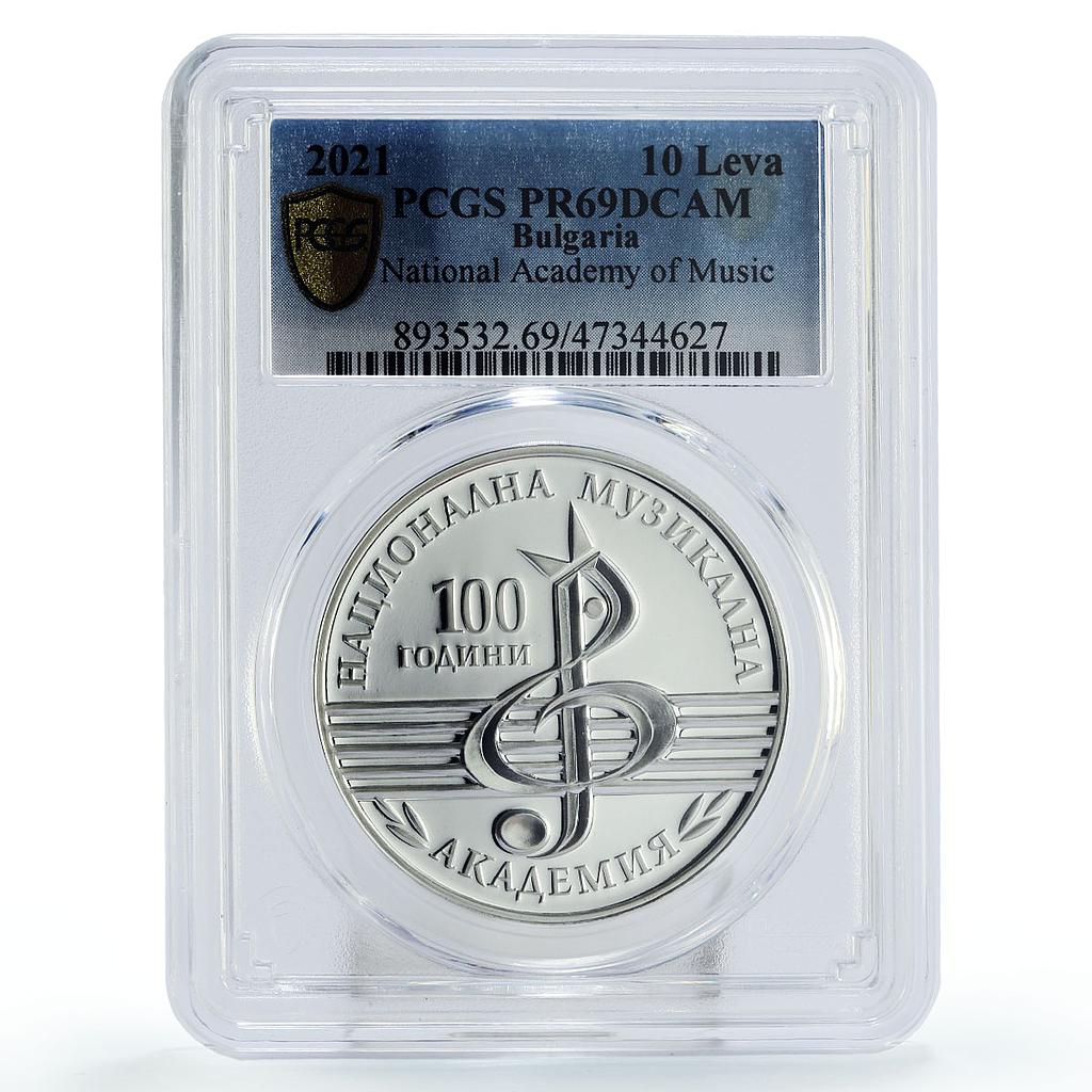 Bulgaria 10 leva 100 Years of National Music Academy PR69 PCGS silver coin 2021