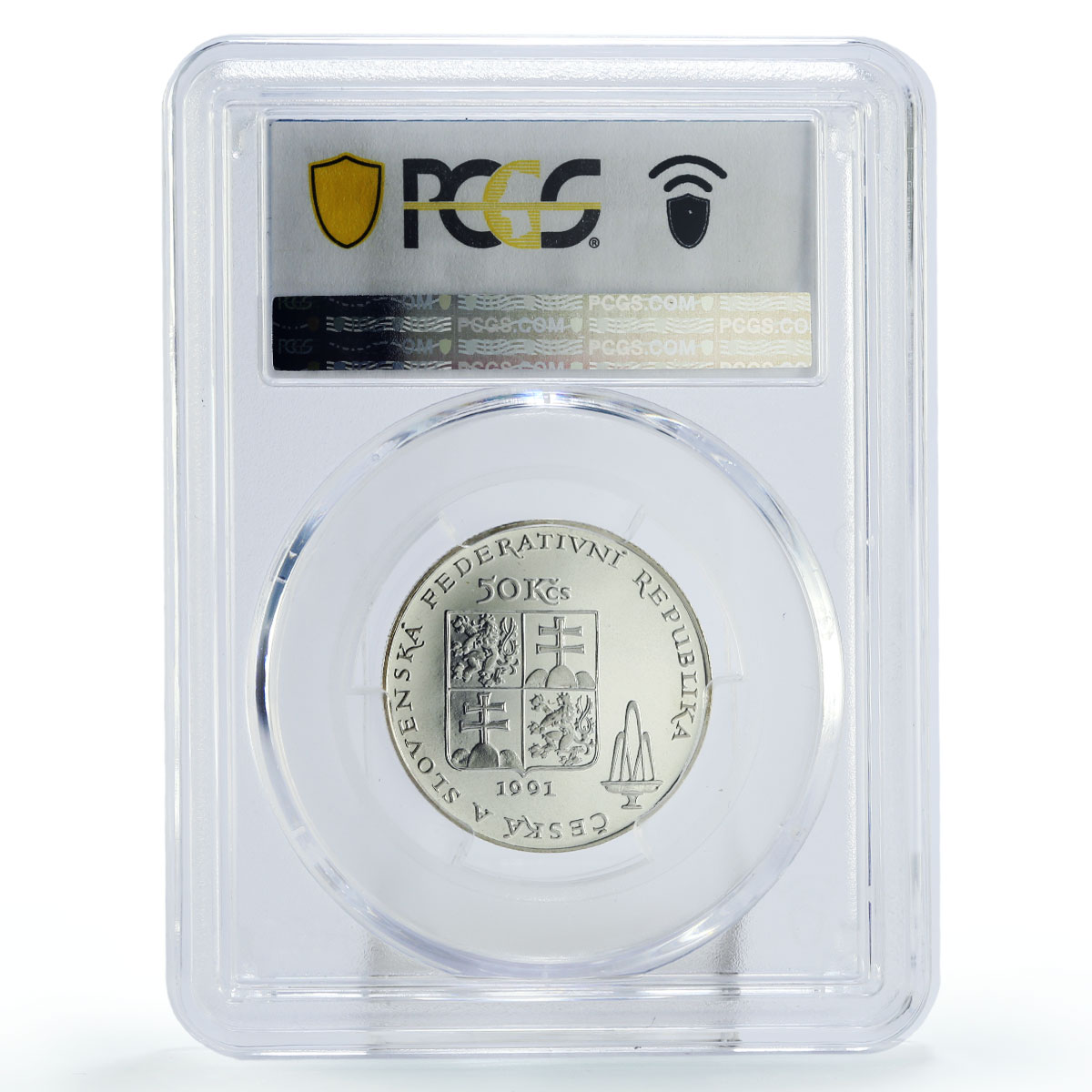 Czechoslovakia 50 korun Karlovy Vary Spa Antilope PR67 PCGS silver coin 1991
