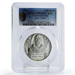 Czechoslovakia 100 korun Sculptor Peter Parler Art PR68 PCGS silver coin 1980