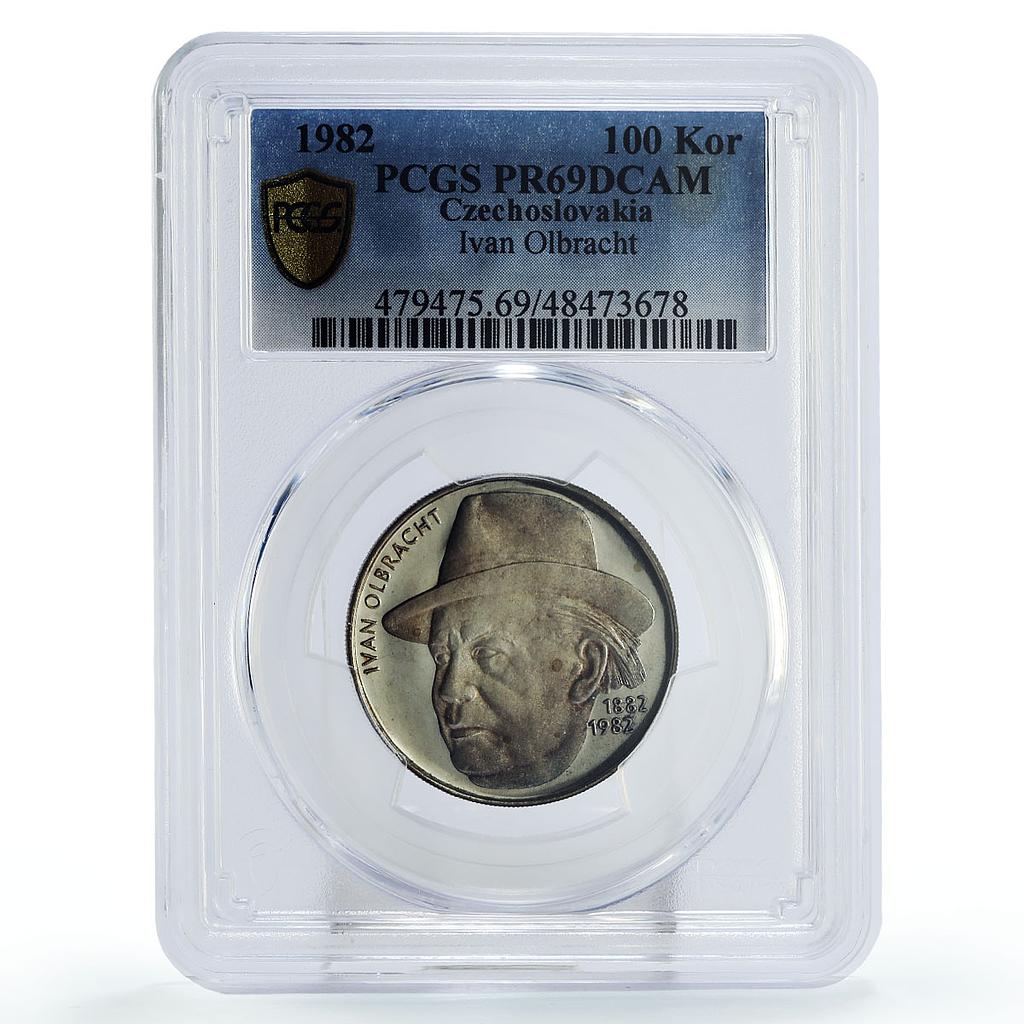 Czechoslovakia 100 korun Ivan Olbracht Literature PR69 PCGS silver coin 1982