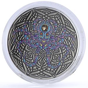 Ghana 2 cedis Mandala Art Animals Octopus Marine Life Fauna silver coin 2020