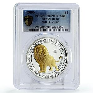New Zealand 1 dollar Chronicles Narnia Lion Aslan PR69 PCGS silver coin 2006