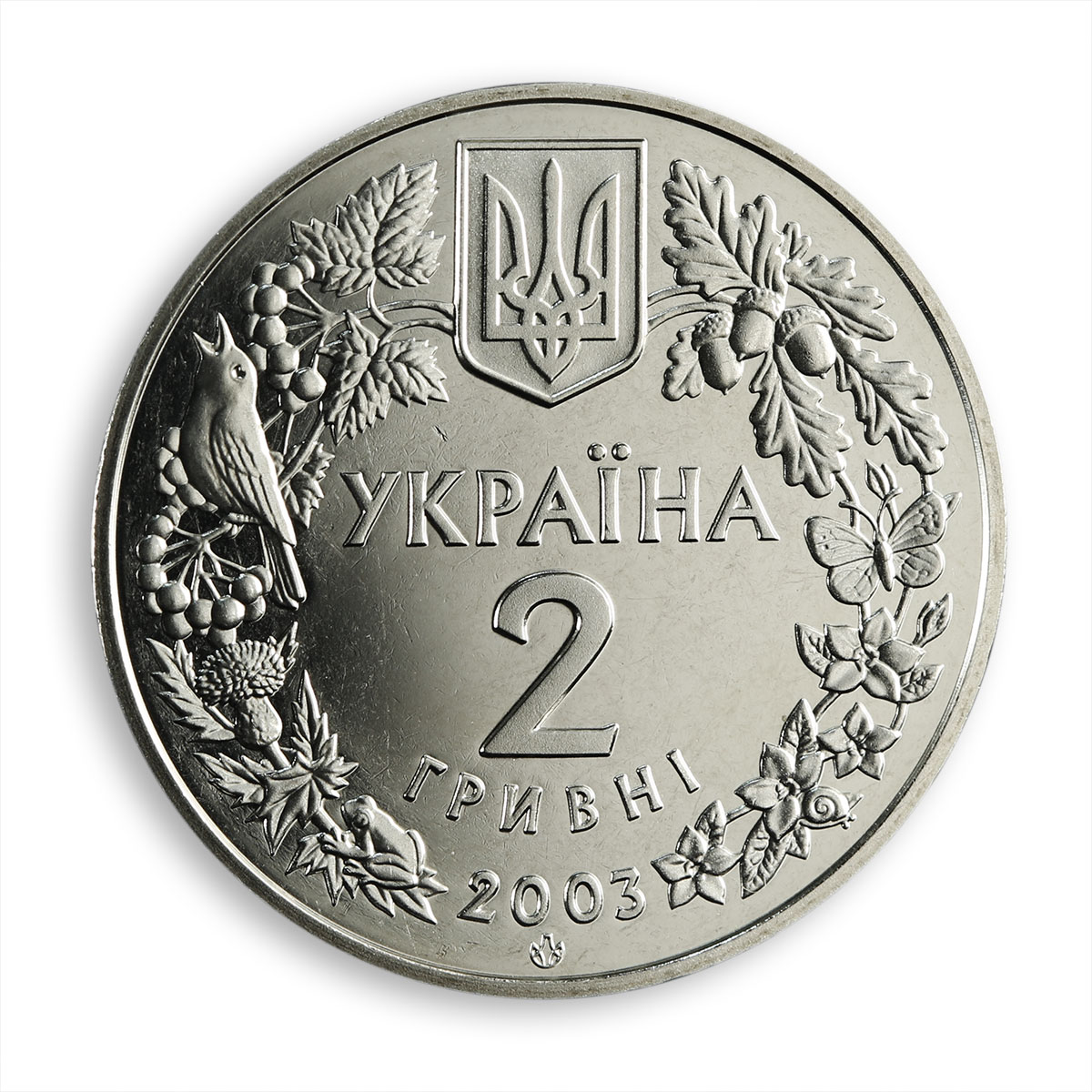 Ukraine 2 hryvnia Wisent (Bison Bonasus) Fauna wildlife animal nickel coin 2003