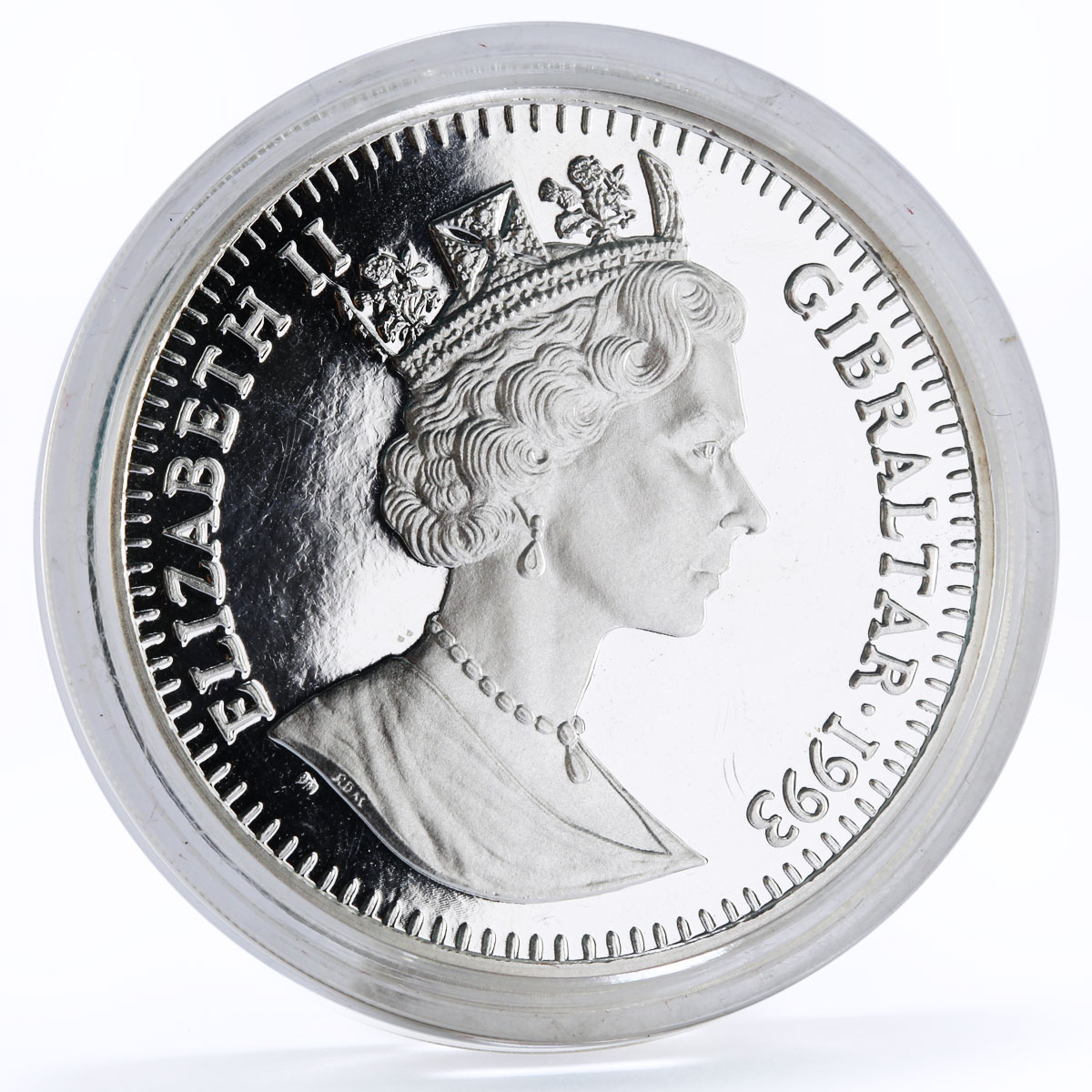 Gibraltar 2 crowns Royal Wedding Peacocks proof silver coin 1993