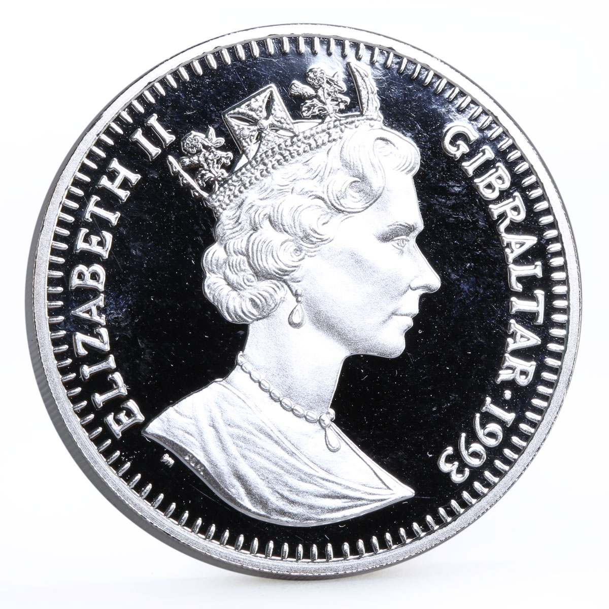 Gibraltar 2 crowns Royal Wedding Peacocks proof silver coin 1993