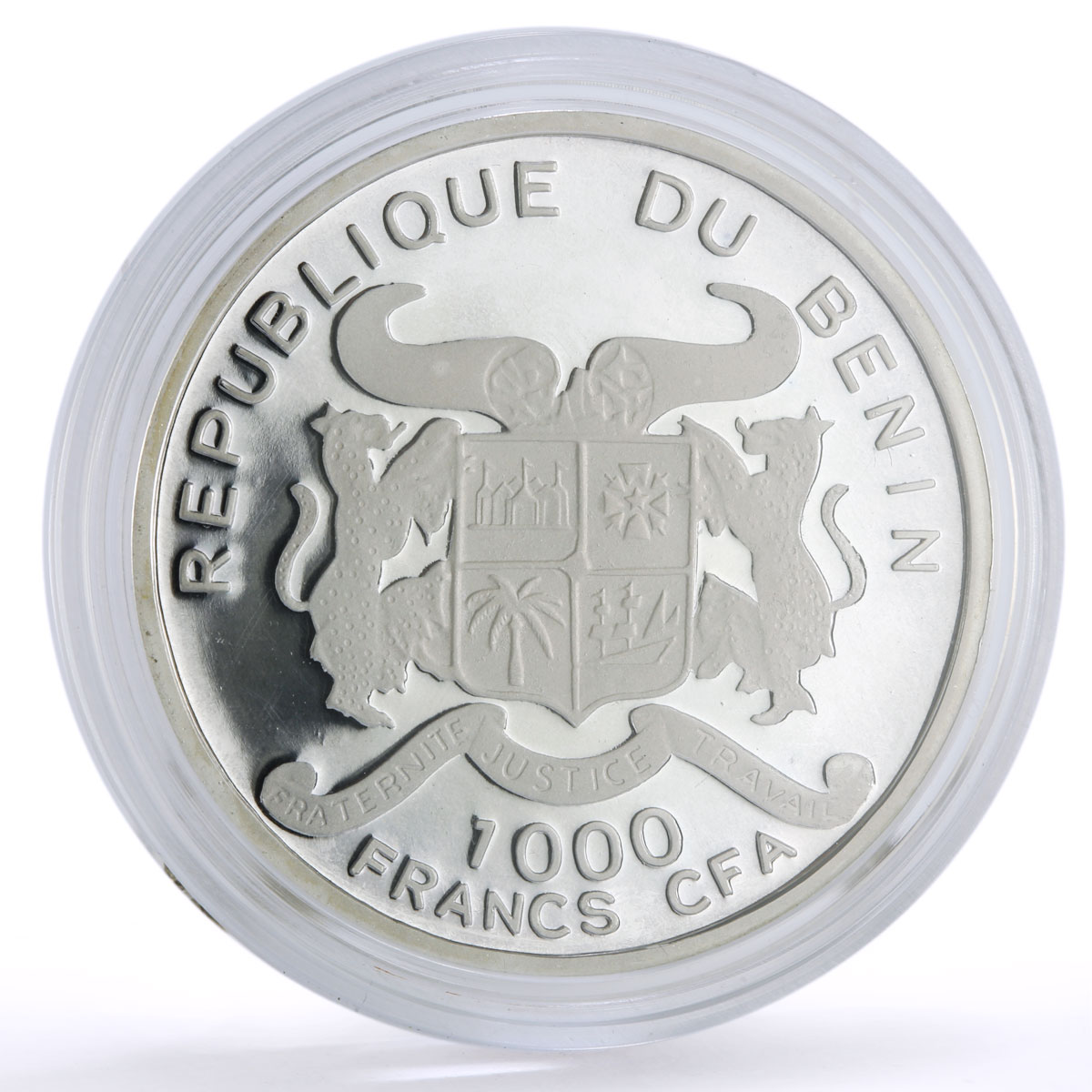 Benin 1000 francs Conservation Wildlife Chameleon Lizard Fauna silver coin 2006
