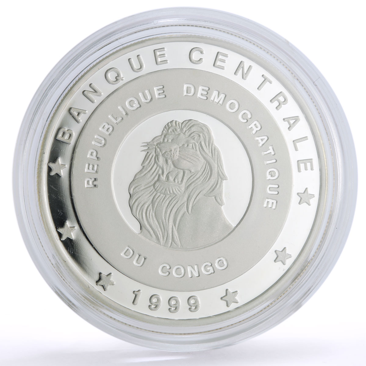 Congo 10 francs Conservation Wildlife Armadillo Fauna proof silver coin 1999