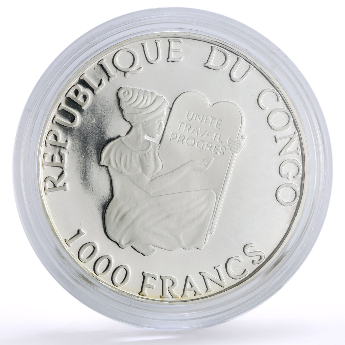 Congo 1000 francs Conservation Wildlife Gorilla Monkey Fauna silver coin 2005
