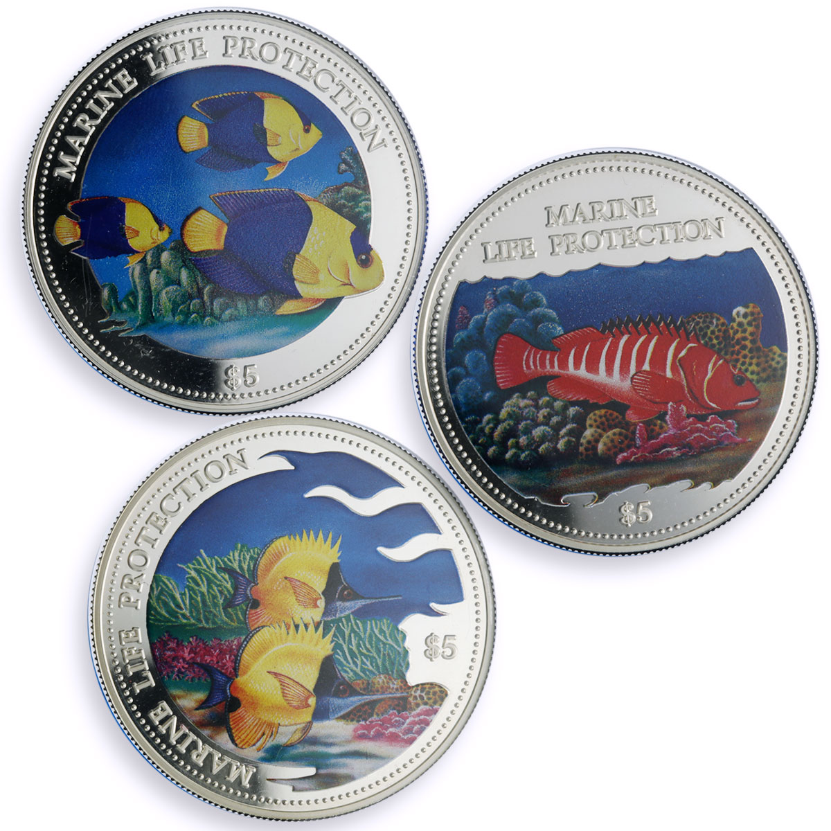 Cook Islands Solomon Islands Niue set of 3 coins Marine Life Fauna Ag coins 2000