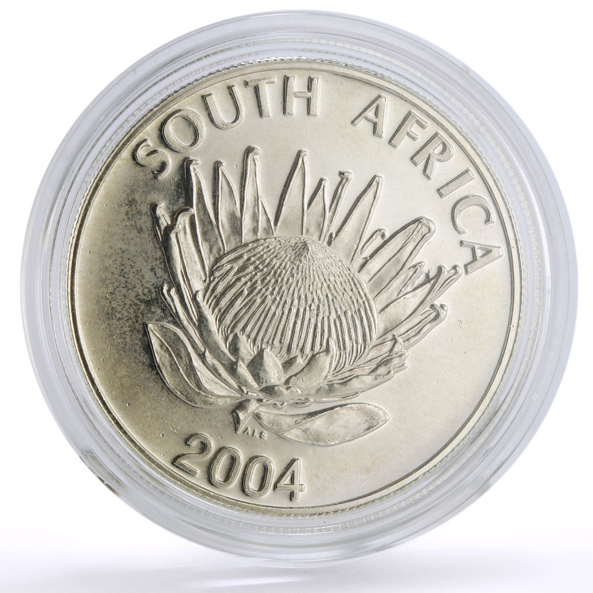 South Africa 1 rand 10 Years of Democracy Fish Stork Kudu Birds silver coin 2004
