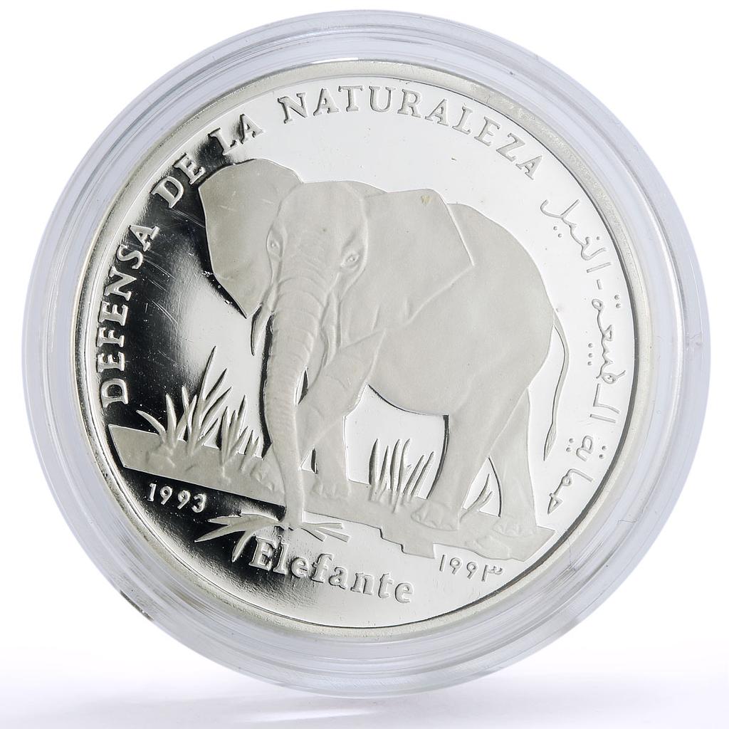 Saharawi 500 pesetas Conservation Wildlife Elephant Fauna proof silver coin 1993