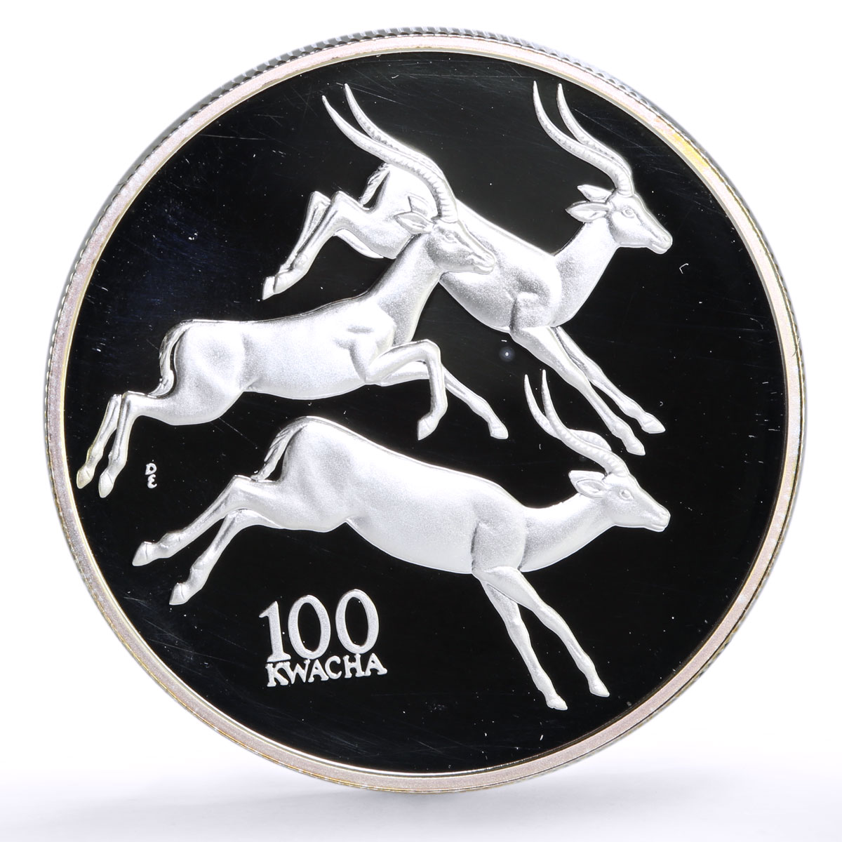 Zambia 100 kwacha Conservation Wildlife Gazelle Fauna proof silver coin 1998