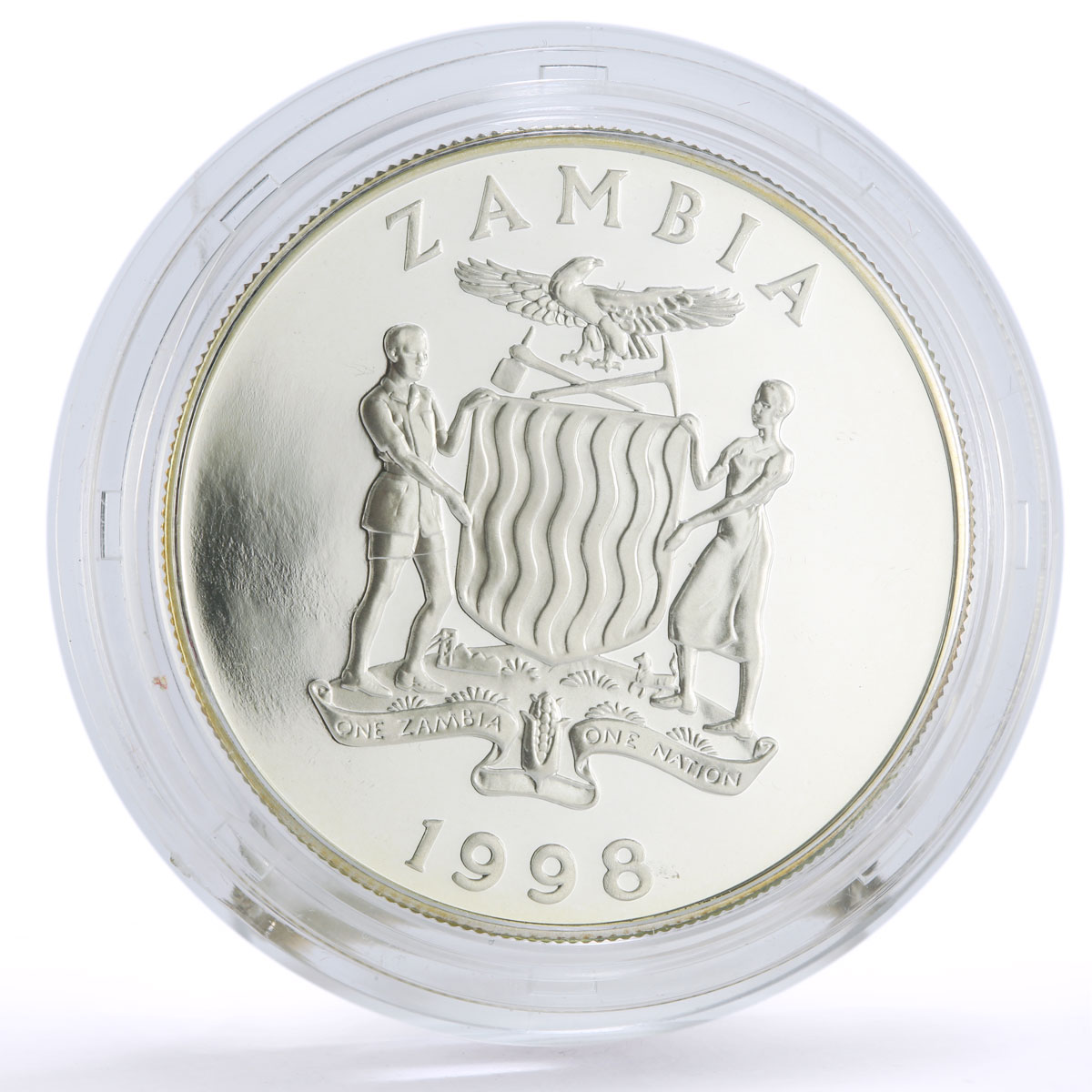 Zambia 100 kwacha Conservation Wildlife Giraffe Fauna proof silver coin 1998