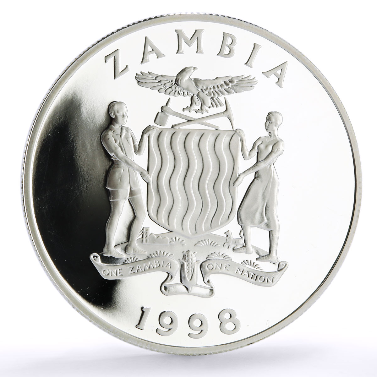 Zambia 100 kwacha Conservation Wildlife Pelican Bird Fauna silver coin 1998
