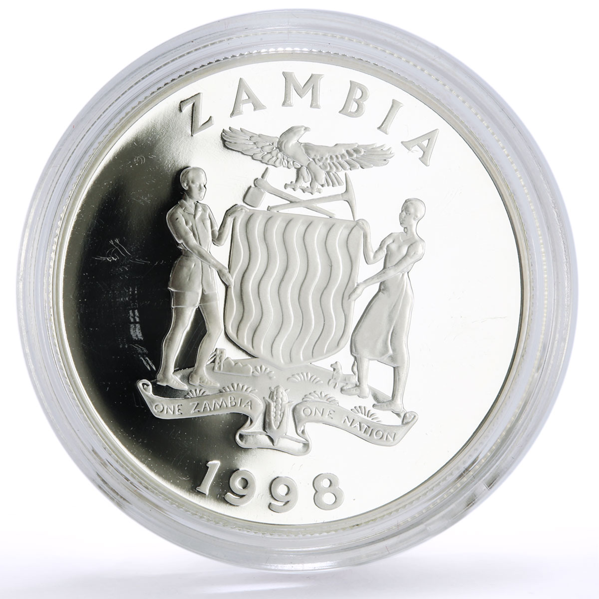 Zambia 100 kwacha Conservation Wildlife Pelican Bird Fauna silver coin 1998