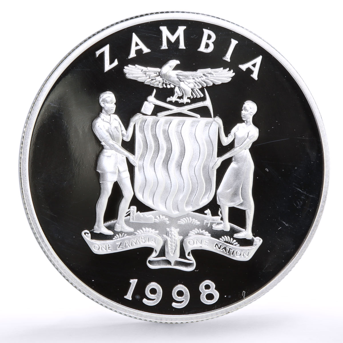 Zambia 100 kwacha Conservation Wildlife Pelican Bird Fauna silver coin 1998