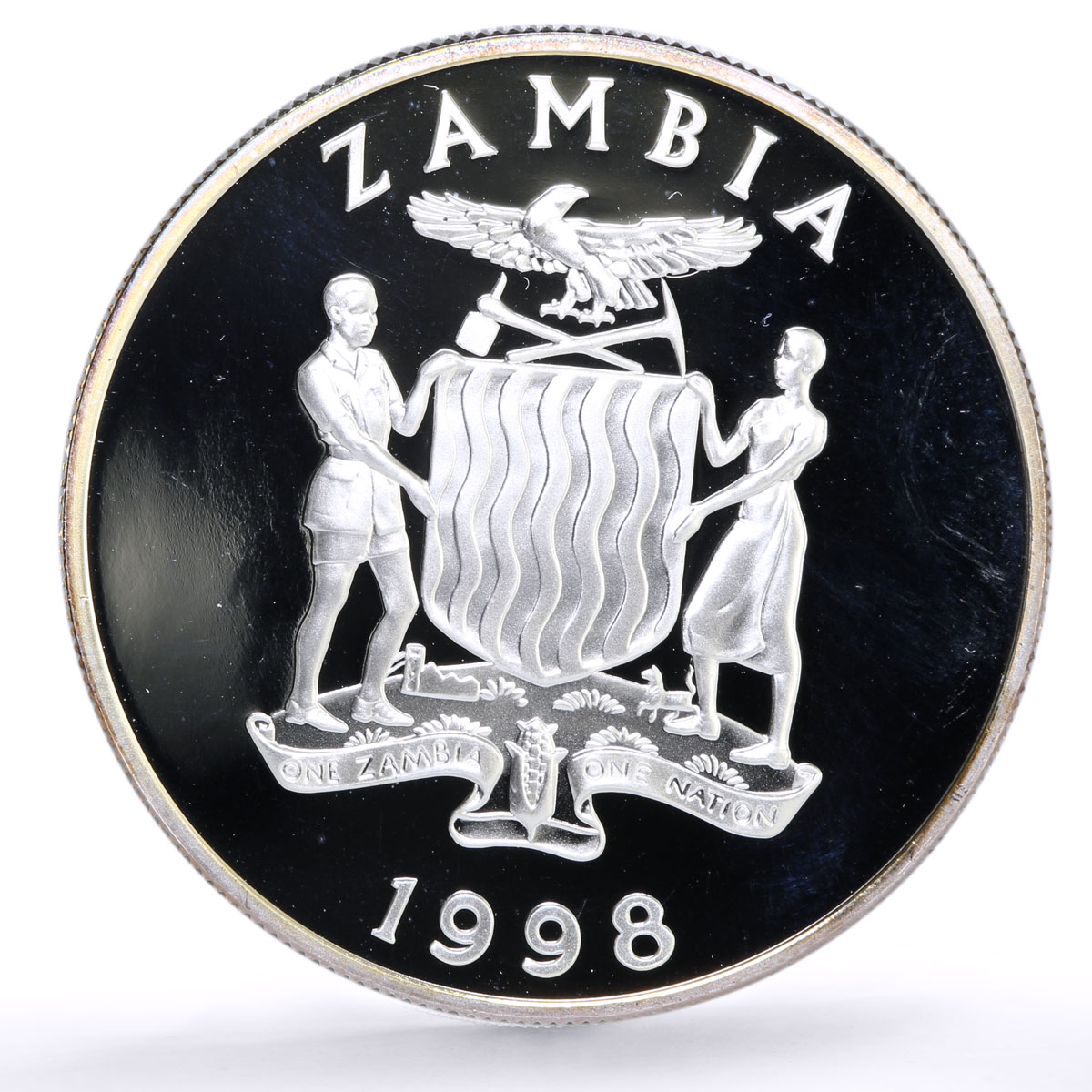 Zambia 100 kwacha Conservation Wildlife Antilope Fauna proof silver coin 1998