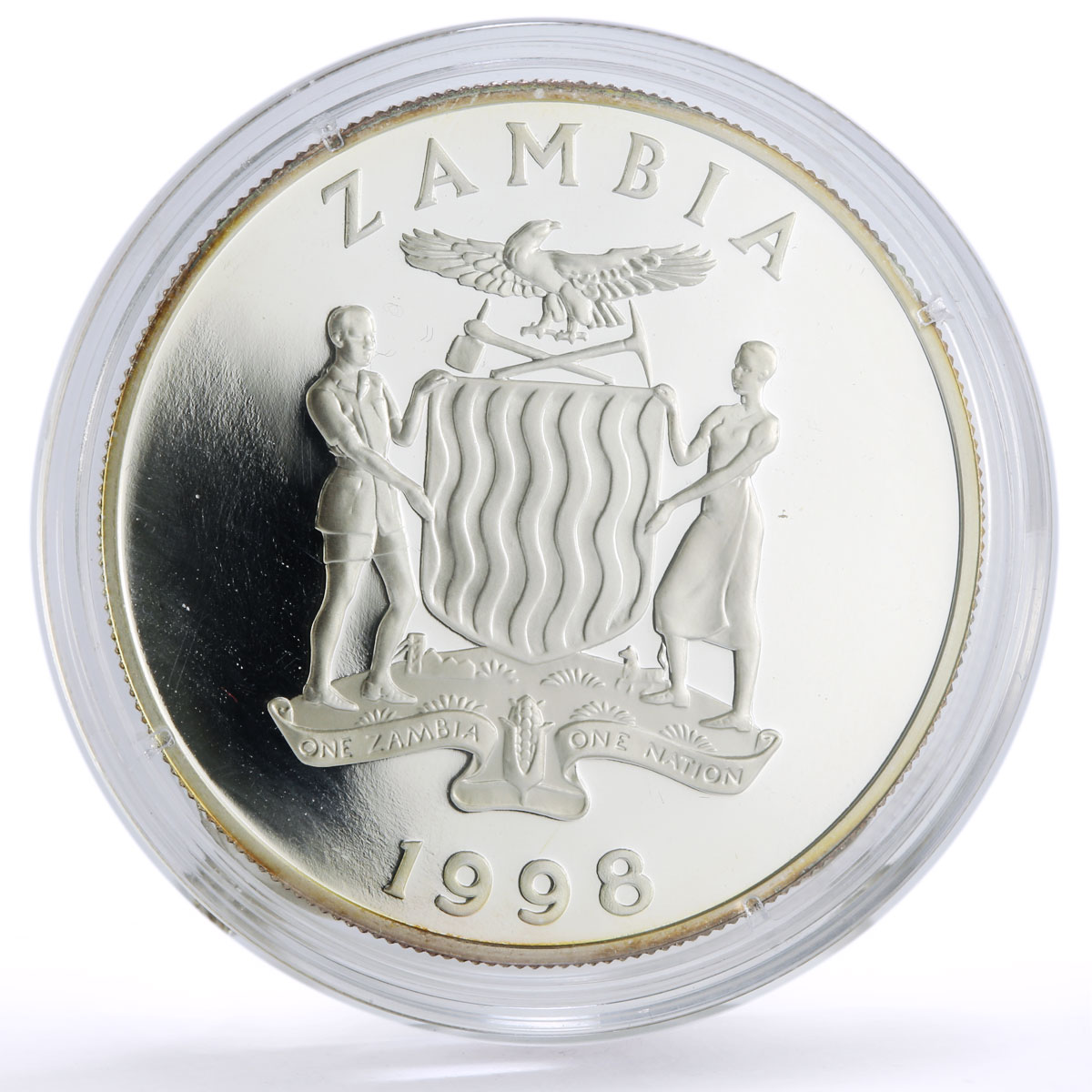 Zambia 100 kwacha Conservation Wildlife Stork Bird Fauna proof silver coin 1998