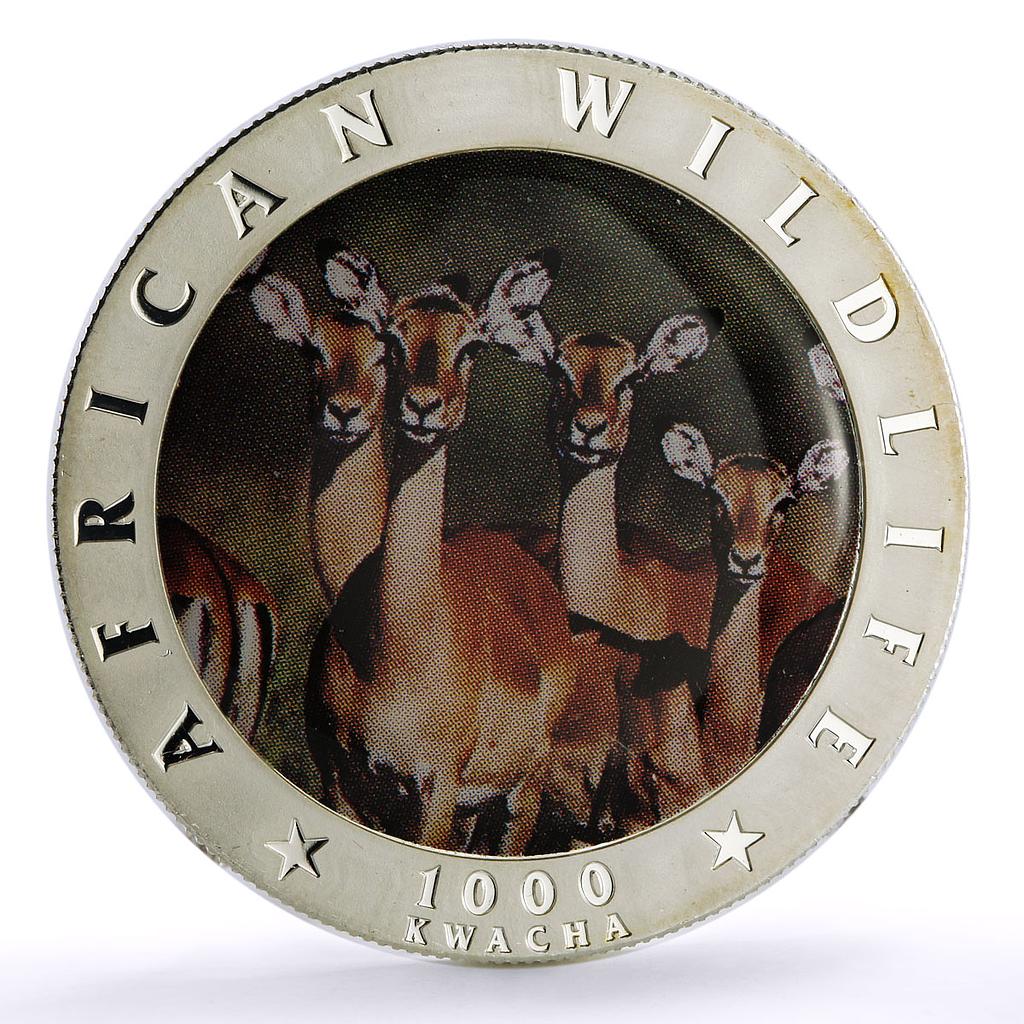 Zambia 1000 kwacha Conservation Wildlife Impala Fauna silver coin 2000