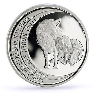 Andorra 10 diners Conservation Wildlife Red Fox Fauna proof silver coin 1997