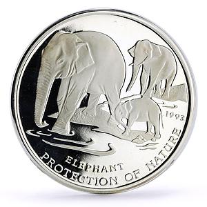 Cambodia 20 riels Conservation Wildlife Elephant Fauna proof silver coin 1993