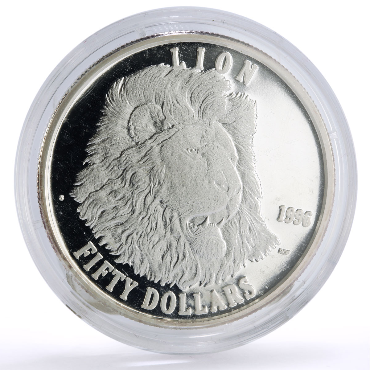 Marshall Islands 50 dollars Conservation Wildlife Lion Fauna silver coin 1996